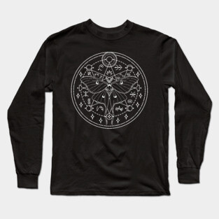 Luna Moth Moon Glyphs Long Sleeve T-Shirt