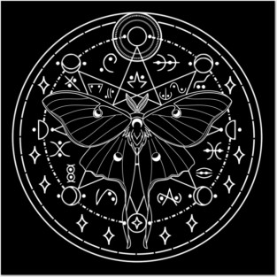 Luna Moth Moon Glyphs Posters and Art