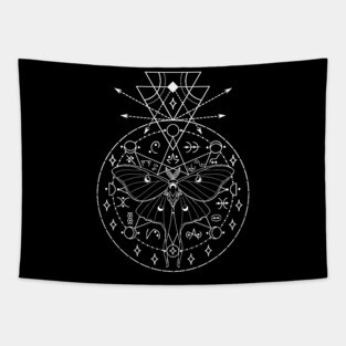 Luna Moth Sacred Geometry Tapestry