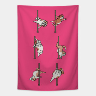 Pole Dance English Bulldog Tapestry