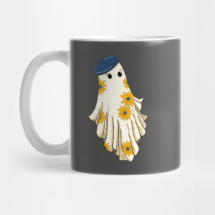 Sunflower Ghost in a Beret Mug