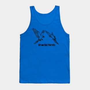 Straw Hat Parrots: Luffy and Zoro - Outline Black Tank Top