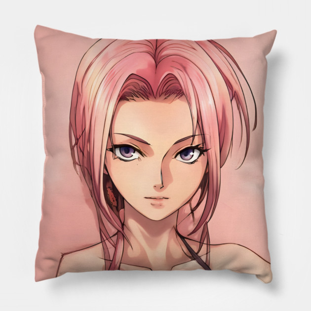 Sexy Pink Hair Anime Girl Pillow by animegirlnft