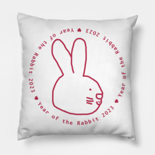 Year of the Rabbit 2023 in Viva Magenta Pillow