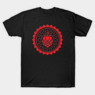 Beer Hops | Beer Bottle Cap | Red T-Shirt