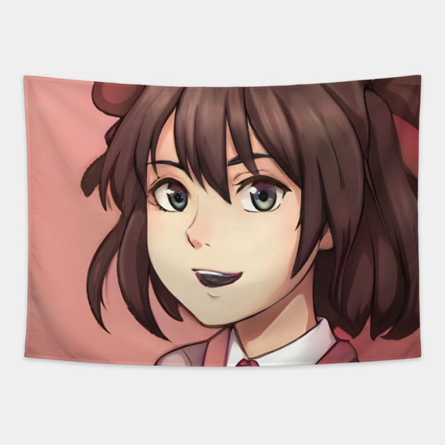 Brown Hair Anime Girl Tapestry by animegirlnft