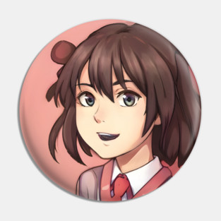 Brown Hair Anime Girl Pin