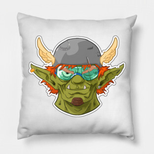Smiling orc sticker Pillow