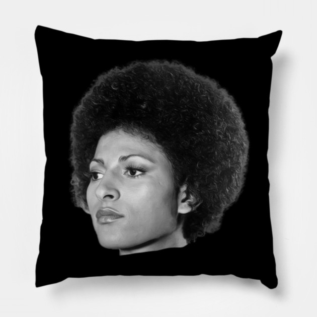 Pam Grier, Black Queen, Retro Black Film Actress Pillow by UrbanLifeApparel
