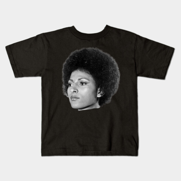 Pam Grier, Black Queen, Retro Black Film Actress Kids T-Shirt by UrbanLifeApparel