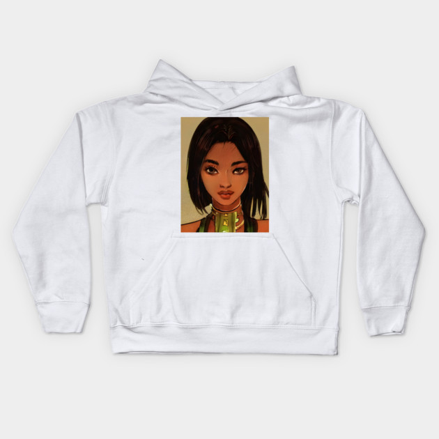 Black Anime girl Kids Hoodie by animegirlnft