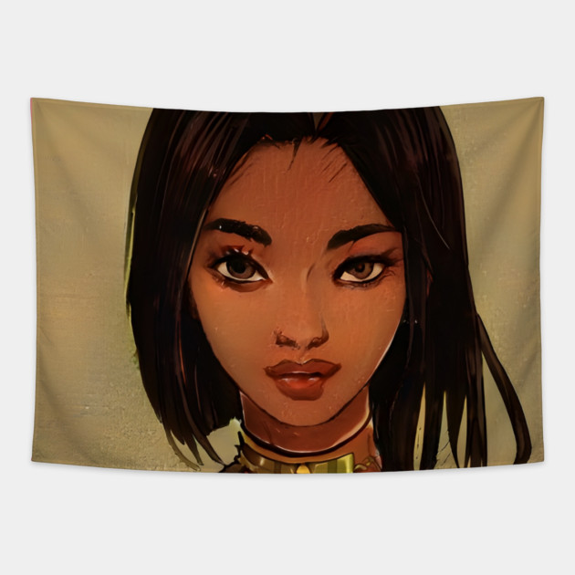 Black Anime girl Tapestry by animegirlnft