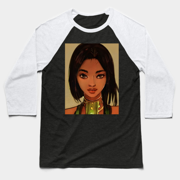 Black Anime girl Baseball T-Shirt by animegirlnft