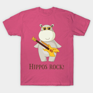 Hippos Rock, Cute Funny Hippo T-Shirt