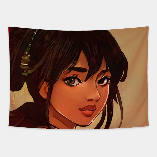BLACK ANIME GIRl Tapestry by animegirlnft