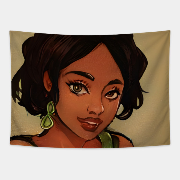BLACk ANIME GiRL Tapestry by animegirlnft
