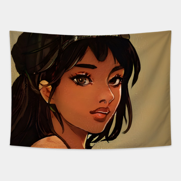 black anime girl Tapestry by animegirlnft