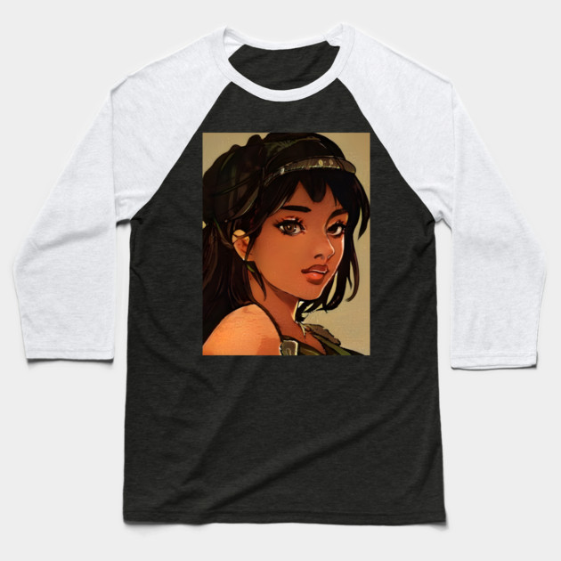 black anime girl Baseball T-Shirt by animegirlnft