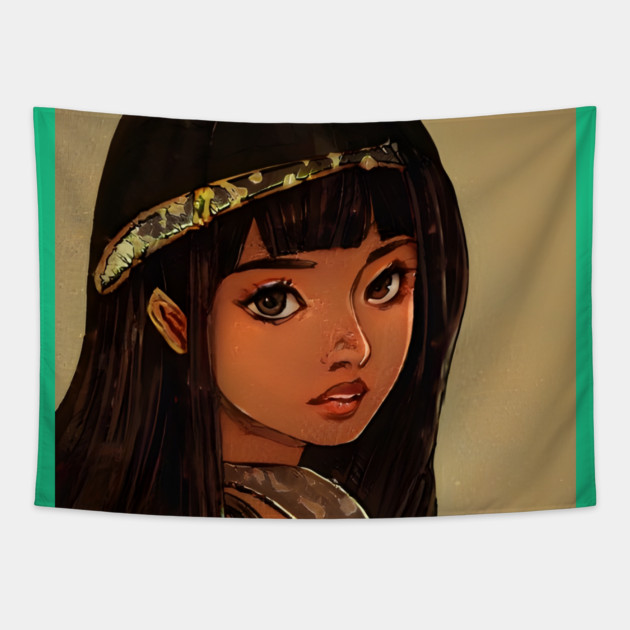 Black Anime Girl Tapestry by animegirlnft