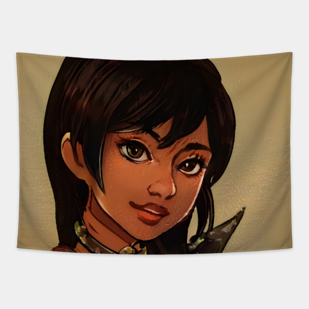 BLACK ANIME GIRL Tapestry by animegirlnft