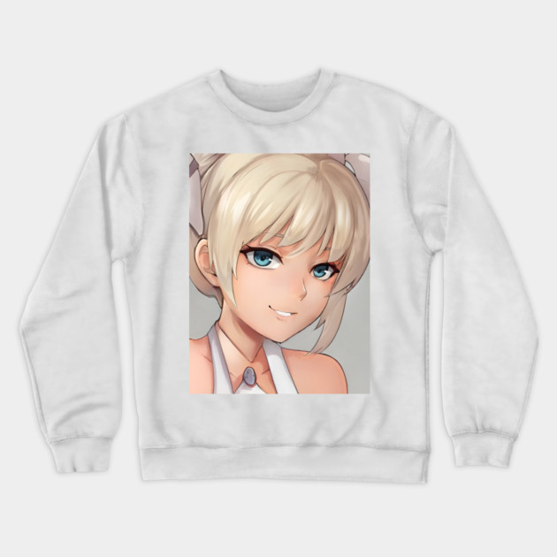 White Hair Anime Girl Crewneck Sweatshirt by animegirlnft