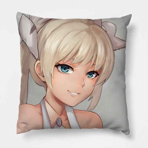 White Hair Anime Girl Pillow by animegirlnft