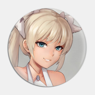White Hair Anime Girl Pin