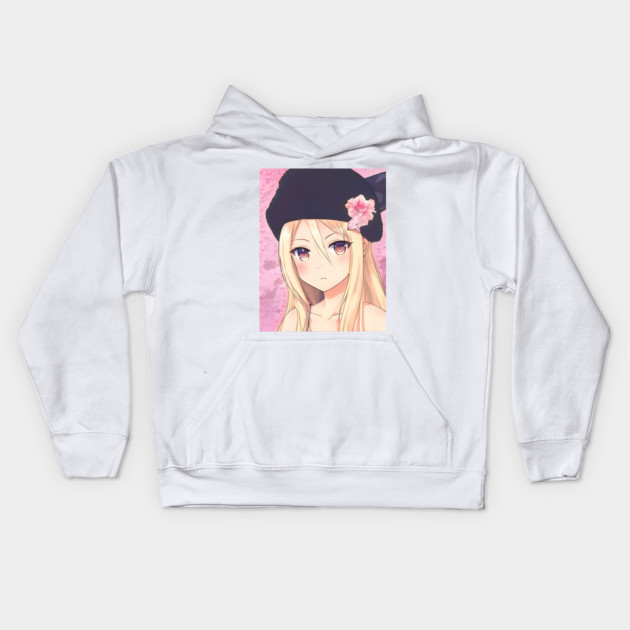 Brown Hair Anime Girl Kids Hoodie by animegirlnft