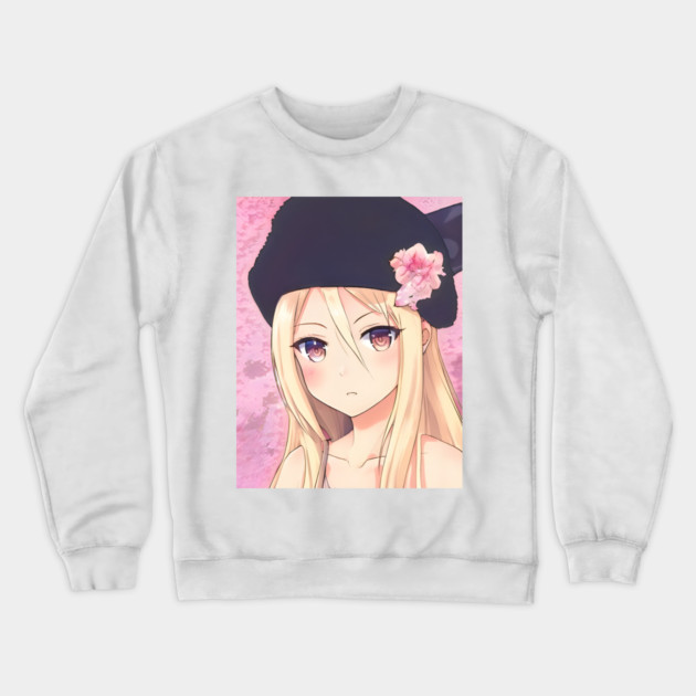 Brown Hair Anime Girl Crewneck Sweatshirt by animegirlnft