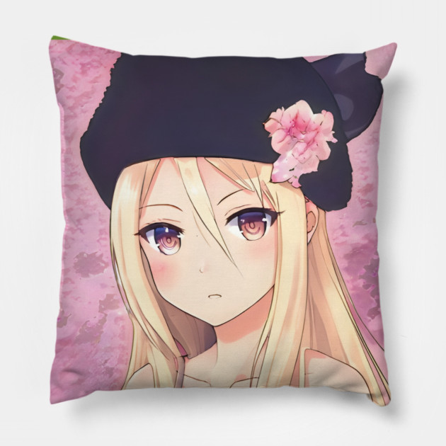 Brown Hair Anime Girl Pillow by animegirlnft