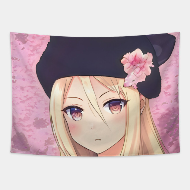 Brown Hair Anime Girl Tapestry by animegirlnft