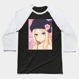 Brown Hair Anime Girl Baseball T-Shirt