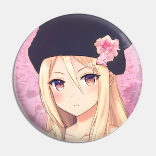 Brown Hair Anime Girl Pin