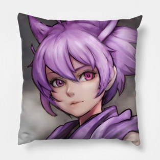 Purple Hair Anime Girl Pillow