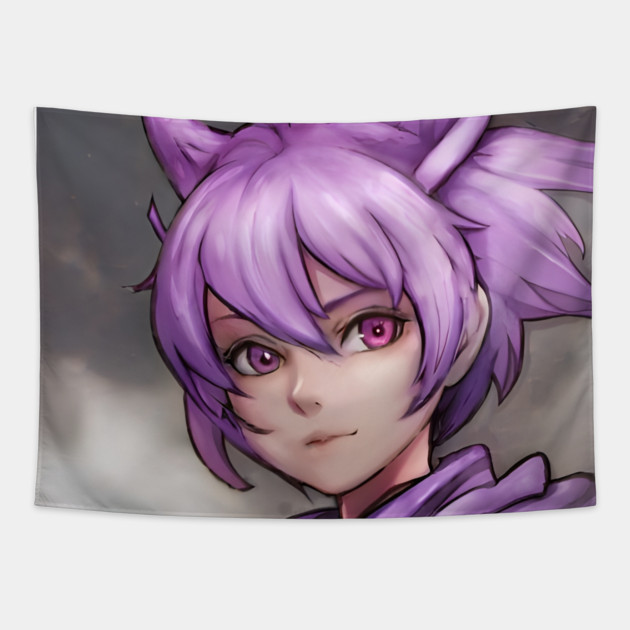 Purple Hair Anime Girl Tapestry by animegirlnft
