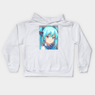 Blue eye Anime Girl Kids Hoodie