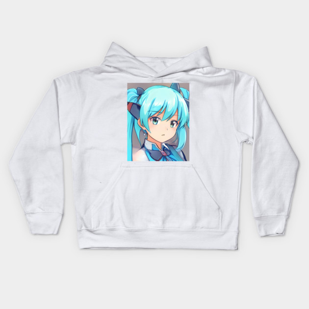 Blue eye Anime Girl Kids Hoodie by animegirlnft