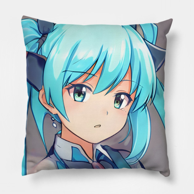 Blue eye Anime Girl Pillow by animegirlnft