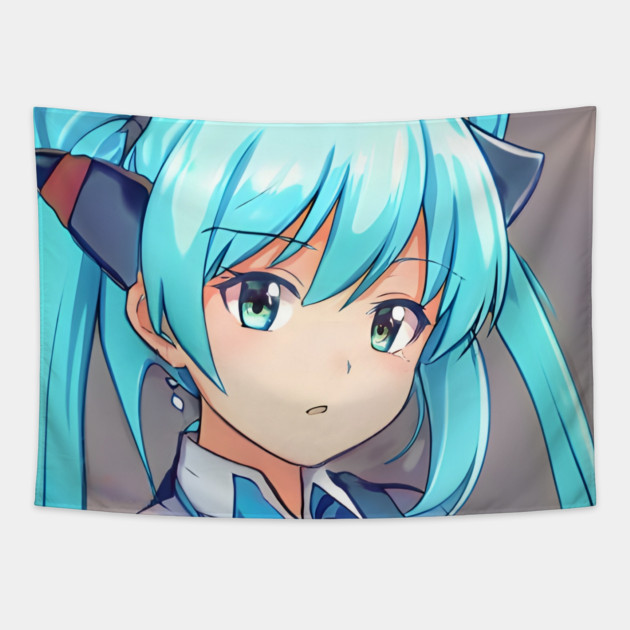 Blue eye Anime Girl Tapestry by animegirlnft