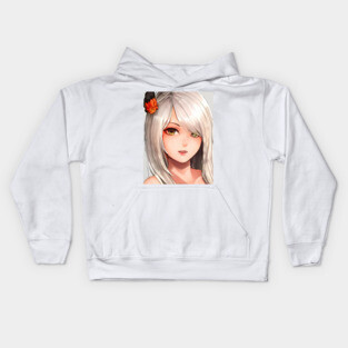 White Hair Anime Girl Kids Hoodie