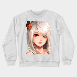 White Hair Anime Girl Crewneck Sweatshirt