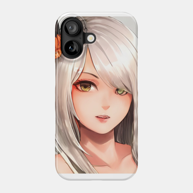 White Hair Anime Girl Phone Case by animegirlnft