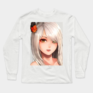 White Hair Anime Girl Long Sleeve T-Shirt