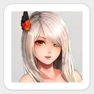 White Hair Anime Girl Sticker