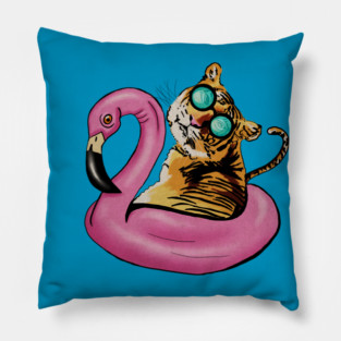 Tiger Flamingo, Tropical Vibes Pillow