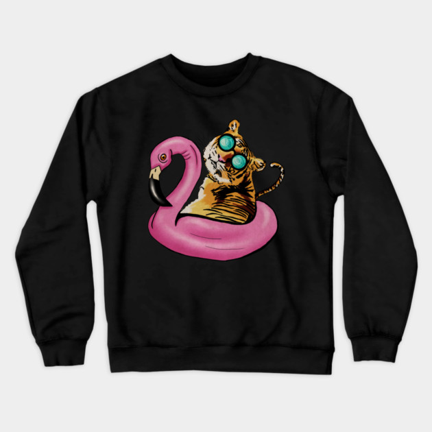 Tiger Flamingo, Tropical Vibes Crewneck Sweatshirt by logiamerch