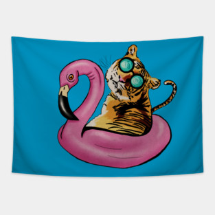 Tiger Flamingo, Tropical Vibes Tapestry