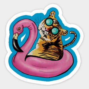 Tiger Flamingo, Tropical Vibes Sticker
