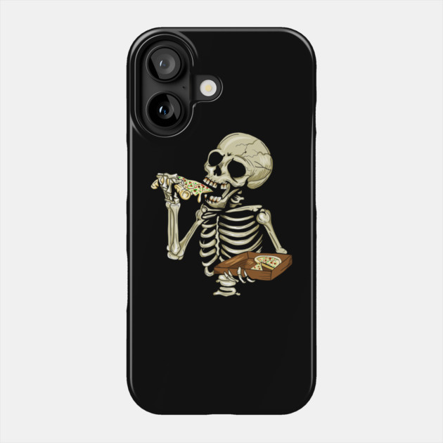 Pizza Lover, Funny Skeleton, Eating Pizza Phone Case by logiamerch