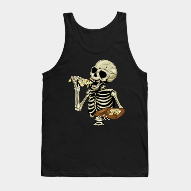 Pizza Lover, Funny Skeleton, Eating Pizza Tank Top by logiamerch